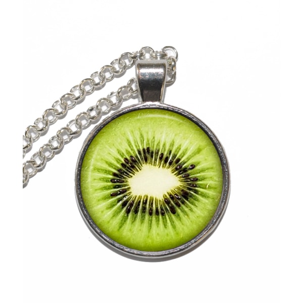 Halsband Brons Silver Kiwi Frukt Fruit Silver