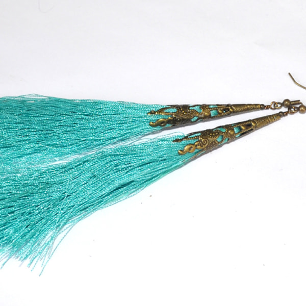 Örhängen Boho Tofs Shoulder Dusters Aqua
