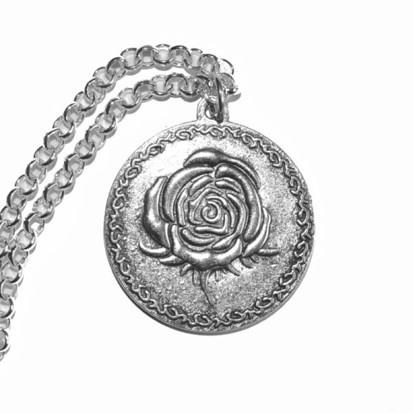 Halsband Silver Dubbelsidigt Vintage Fågel Hyacinter Ros Silver