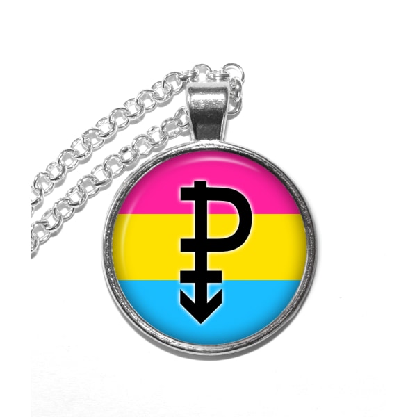 Halsband Brons Silver Pansexuell Flagga Symbol Pride Silver