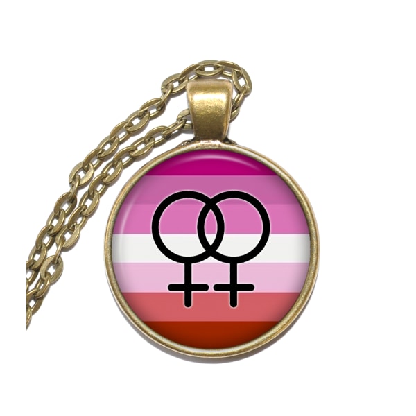 Halsband Brons Silver Lesbisk Flagga Symbol Pride Brons