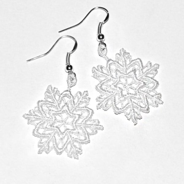 Örhängen Nickelfria Silver Snöflinga Spets Lace Snowflake Silver