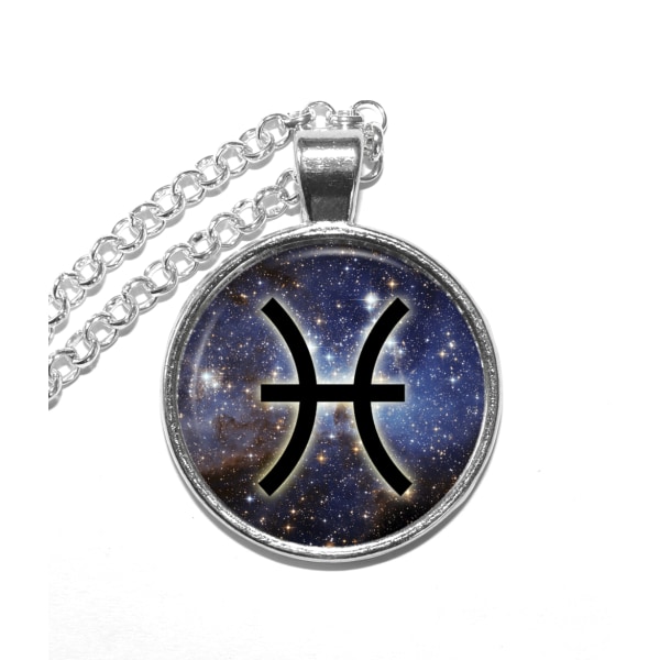 Halsband Fiskarna Pisces Zodiac Stjärnbild Astrologi Silver