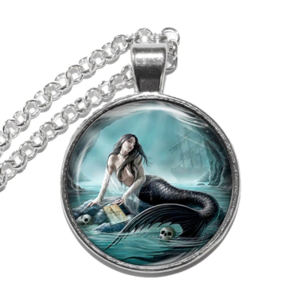 Halsband Brons Silver Sjöjungfru Mermaid Fantasy Silver