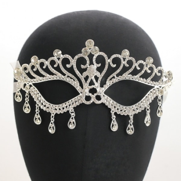 Sølvfestutstyrssett 1. kreative festmaske Chic Rhinestone