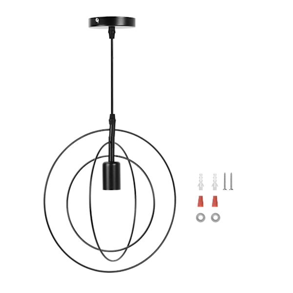 LED E27 Rund Form Globe Pendellampa 100-240V för Kök Sovrum Balkong Bar (svart)