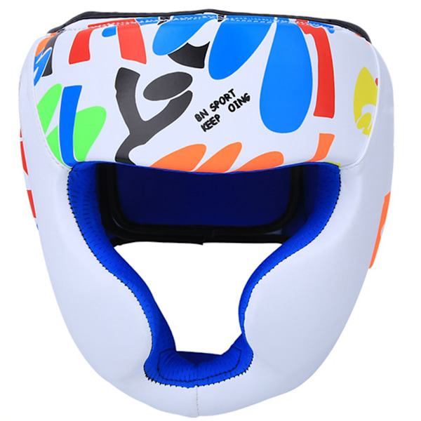 BN FIGHT Graffiti Children Helmet Heads Guard Protective Gear for Boxing Muay Thai Taekwondo TrainingS size  white