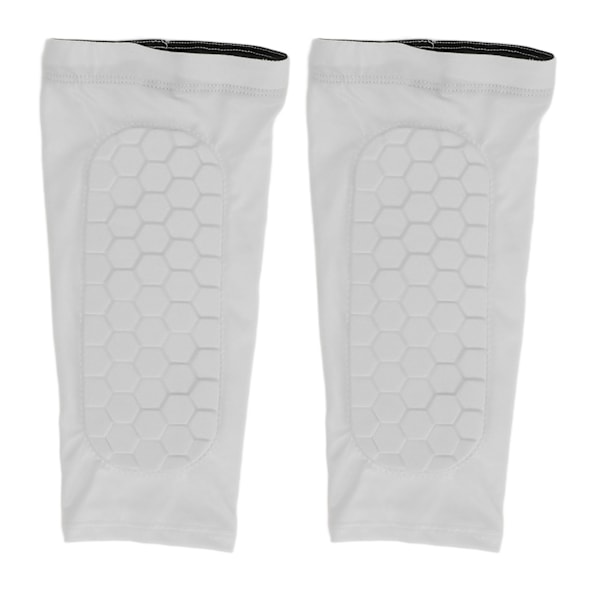 2PCS Fotball Leg Sleeves for Voksne Anti Slip Pustende Kalv Kompresjon Sleeve Skinnbeskytter Sleeve med Honeycomb Pad for Baseball Basketball Hvit M