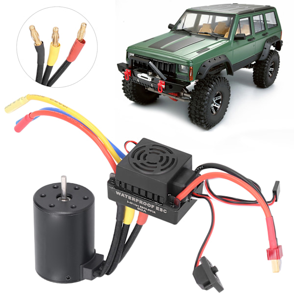 3650 Vattentät 3900KV Borstlös Motor 60A Borstlös ESC Delar Set för 1/10 RC Bil