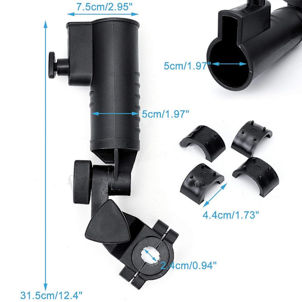 Paraplyhållare Justerbar Klämma Stativ Universell Svart  Vagn Paraplyhållare för  Vagn Barnvagn Rullstol