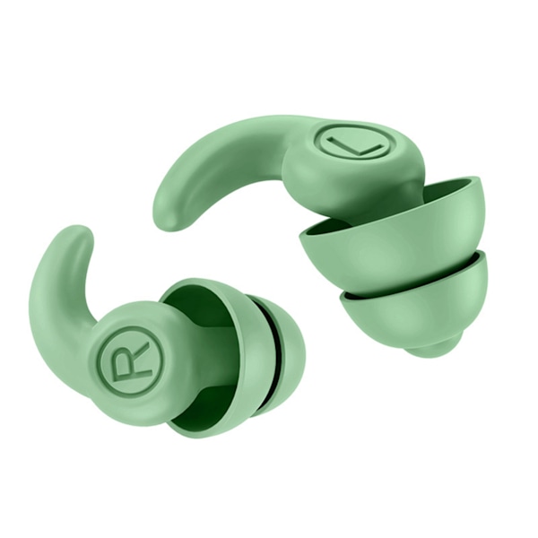 1 Pair Silicone Ear Plugs for Sleep Noise Reduction Sound Isolating Noise Cancelling Reusable Earplugs Third Generation OD Green