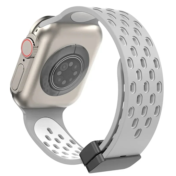 Magnetisk Rem För Apple Watch Ultra Band 49Mm 44Mm 45Mm 41Mm 40Mm 42Mm 38Mm Silikone Correa Armband Iwatch-Serien 8 Se 7 6 5 4. Gray White 42MM 44MM 45MM 49MM