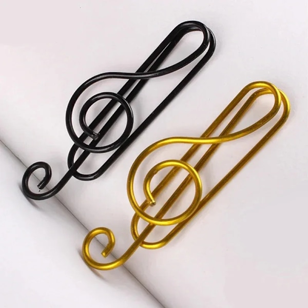 Bokmärka Musikmappmarkering Clip Papper Clips Metal Papper Clip Modellering Fastställning Pappersklämmor Noter Hem Skolkontorsmateriel Gold 20PCS