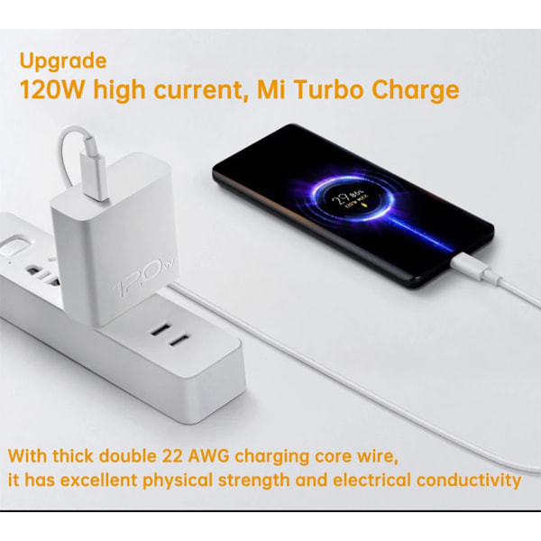 Xiaomi Original USB Typ C-kabel 120W 67W Turbo Snabbladdare Mi 15 14 13 12T Pro 12 11 Ultra Poco X6 X7 Redmi Note Black Shark 5 2p upgrade c to a 1m(3.3ft)