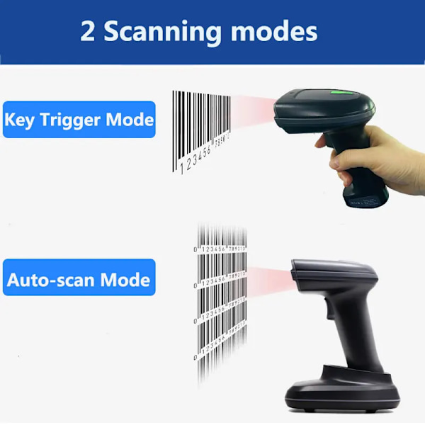 1D/2D Streckkodsläsare Trådbunden/Trådlös/Bluetooth QR-kodsläsare för POS-system, PDF417 Skrivbordsskanner för Lagerinventariebutik U2 Wired 2D