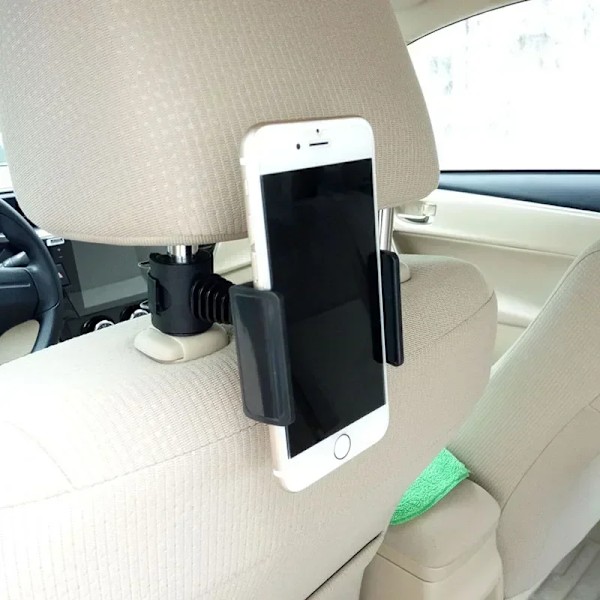 Universell Bil Baksätes Telefonhållare 360 Graders Rotation ABS Nackstöd Justerbar Mobiltelefon Svart Stödfäste Monteringsverktyg 1pcs Car Bracket