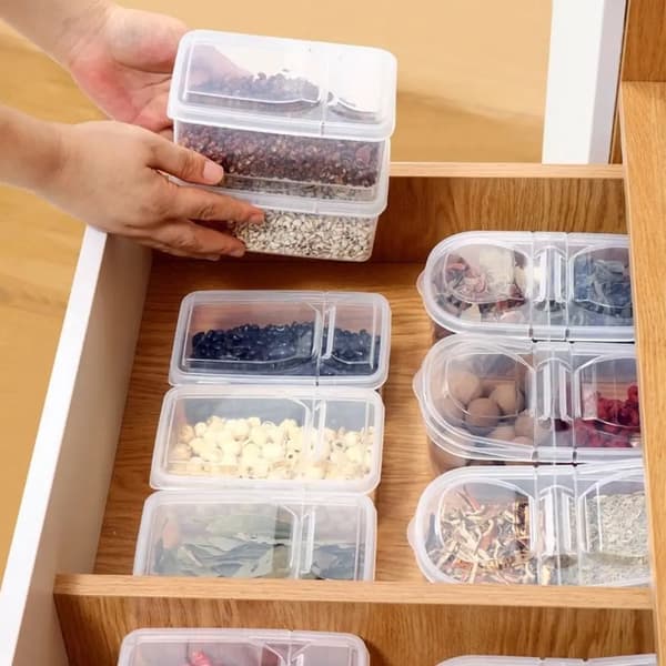 Förseglad Rektangulära Kylskåp Förvaringslåda Med Låg Plast Trasparent Crisper Food Containers Stackable Innehållslådor 500ml square