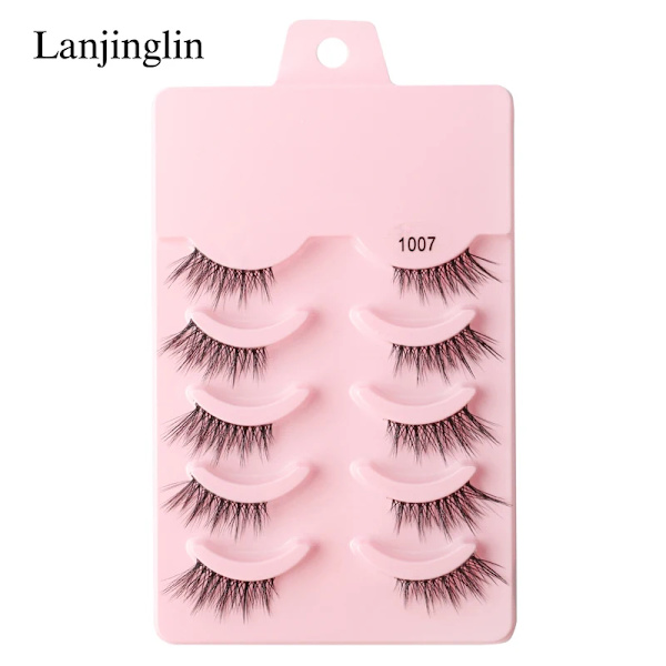 Half Eey Lashes 3/5/10 Par Nya Faux Mink Lashes Naturliga Falska Ögonfransar Wispy Fluffig Ögonfrans Extension Makeup Halv Lashes Verktyg 5pairs-1007