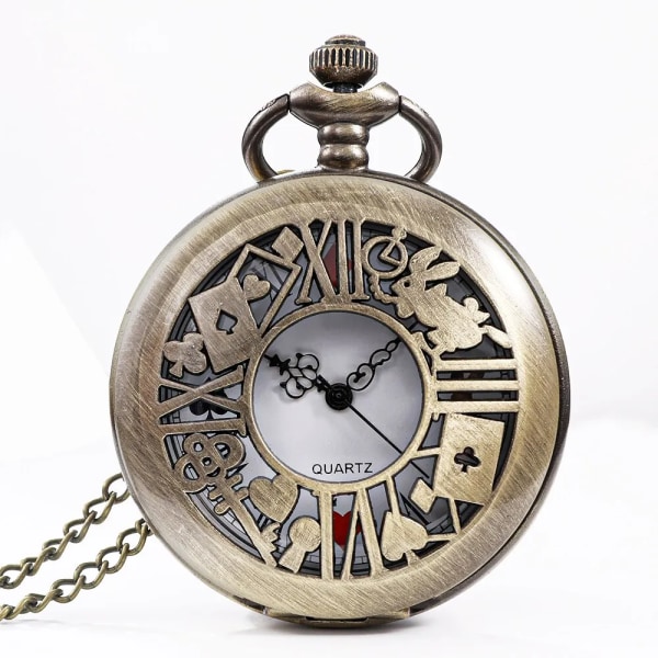 Ny brons watch fickur Retro Alice Tema Fick Fob Watch Hänge Halsband Watch Herr Dam Present 3