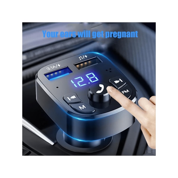 Multifunktionell Billaddare Med Bluetooth Mp3-Spelare, Bil Fm-Sändare, Handsfri Musik & Usb Flash Drive Reader, Usb Billaddare Black