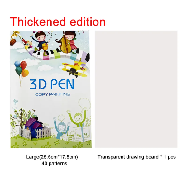 3D-utskrift Penna Ritbok Återanvändbar färgglad 22/40 mönster Tjockt papper Klar tallrik målningsmall för 3D-penna Barnpresenter Small Drawing Book