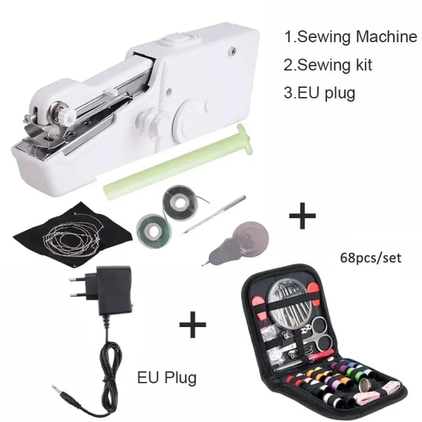 Mini Machine à Coudre à Main, Electrique, Portable, Reparation Rapide, Bricolage, Vêtements White D