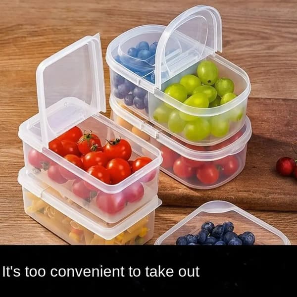 Förseglad Rektangulära Kylskåp Förvaringslåda Med Låg Plast Trasparent Crisper Food Containers Stackable Innehållslådor 500ml-square