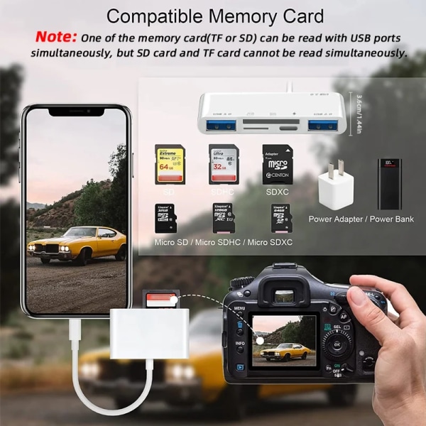 Lecteur de carte mémoire 6 en 1, adapter av typ C, TF SD, USB C, Macbook Huawei Samsung Xiaomi OTG förstärkare är Compact Flash 2 in 1