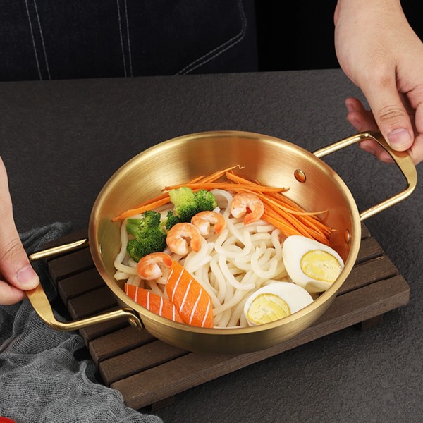 Marmite à double oreille à chauffage rapide polyvalent, pot de ramen coréen, pots de fruits de mer ménagers, casserole sèche instantanée 20cm