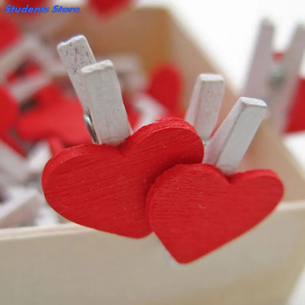 20 Pcs Hjärta Trä Pegs Kläder Socks Clips Mini Stift Kläder Trä Foto Papper Klämma Konst Hantverk Clips Bröllop Home Inredningar Blue