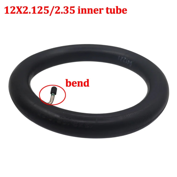 12 tum 12x2.125/2.35 innerslangskamera med böjd eller rak ventil För 12x2.125(57-203) cykel elektrisk skoterdäck inner  tube 90D