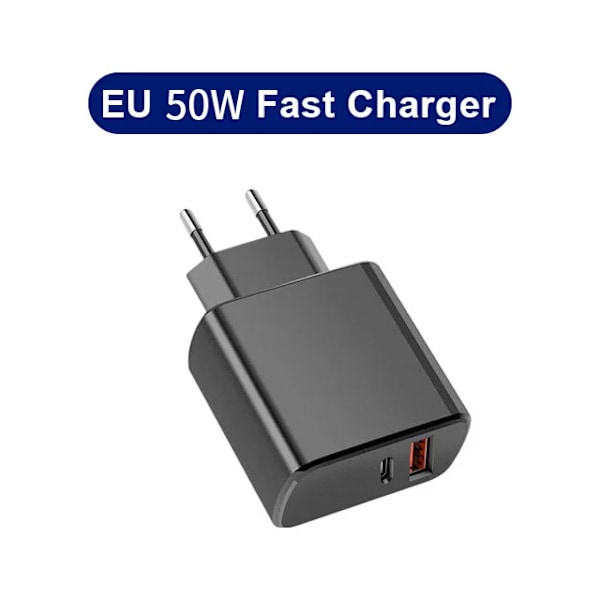 PD 50W Supersnabb Laddare För Samsung Galaxy S22 S23 S20 Ultra A53 A54 8S C Till Kabel Snabbladdning Telefontillbehör EU Black