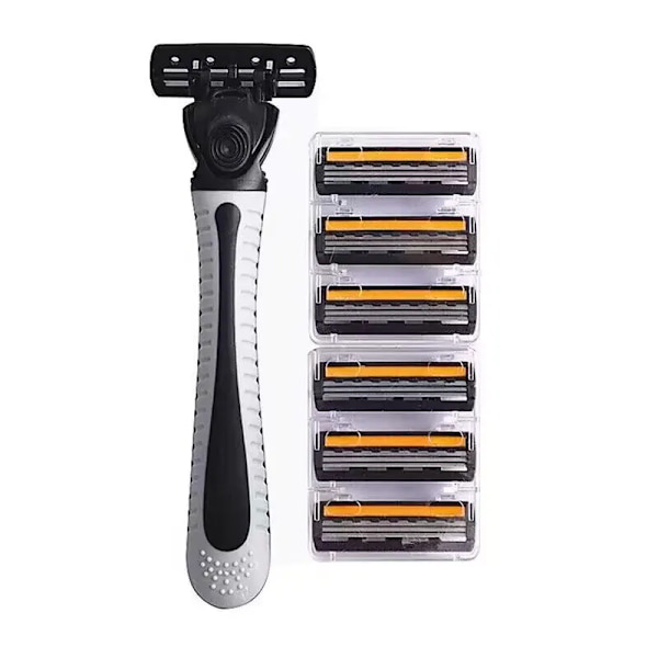 Rakapparat Ny design för män Rakhyvel Rakning Trelagersrakapparat Återanvändbar rakkniv Importerad blad Multi Tool Head Change Gray