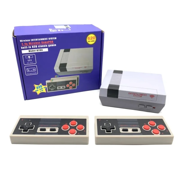 Retro trådlös handhållen 4 nycklar spelkonsol Inbyggd 620 klassiska spelkontroll för NES TV handhållen mini spelkonsol Joypad eu plug