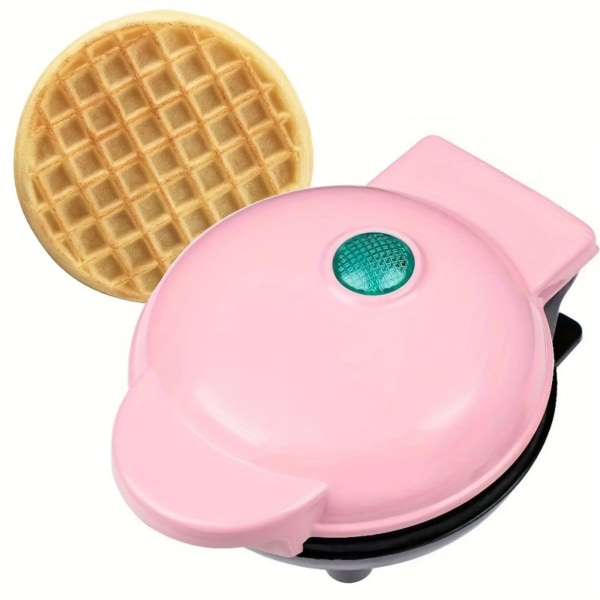 1st mini bärbar våffelmaskin gör, hembakad våffelmaskin, perfekt present, köksutrustning, frukostmaskin Pink(US Plug)