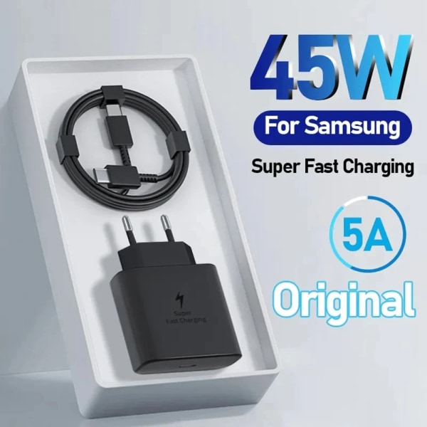 Câble de données de charge super rapide pour Samsung, tête de chargeur, charge flash, extension de type C, 45W, S8, S9, S10 +, S20, S21, S22 ultra US Black