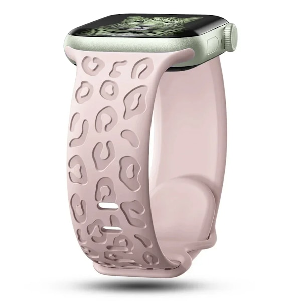 Graverat armband för Apple Watch Band 44mm 40mm 45mm 49mm 41mm 42mm Leopard silikonarmband iwatch series 9 7 6 5 4 se 8 ultra 2 Pink sand 09 38 40 41mm S10-42mm