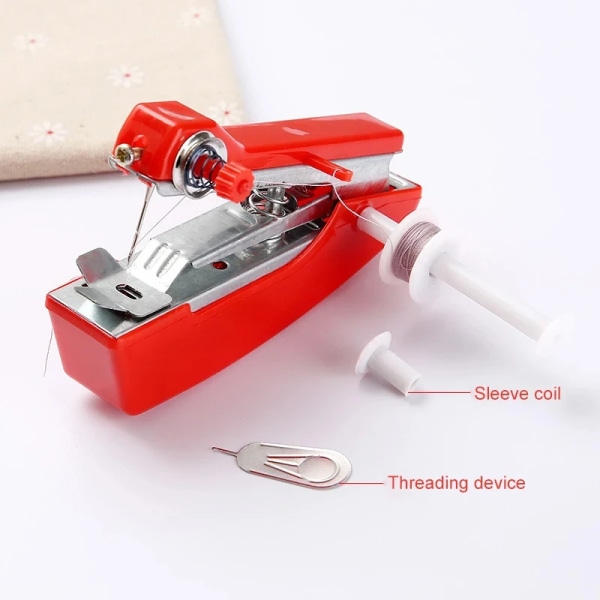 Mini Machine à Coudre Manuelle Portable Sans Fil, Utile pour le Bricolage, les Vêtements Ménagers, le Cuir, les Outils et Accessoires Blue