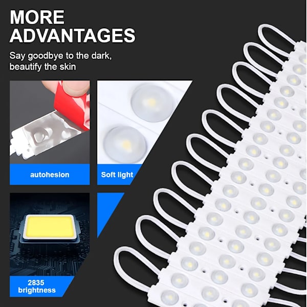 LED sminkspegellampor, Hollywood-stil sminkljus, 10 fot Ultra Bright White 60 LEDs, Dimbar Touch Control Lights Strip US Plug