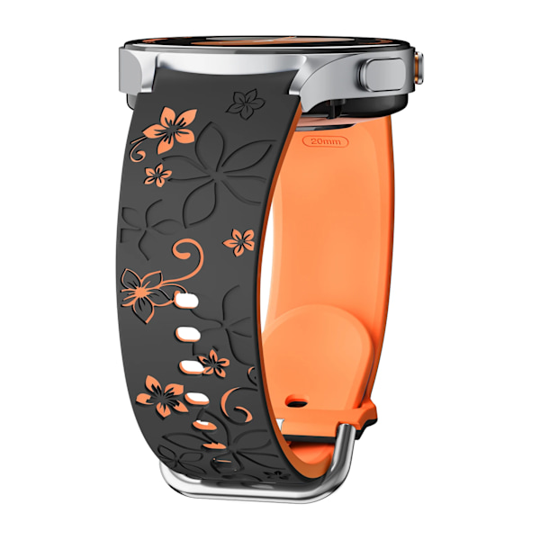 Graverat silikonarmband för Samsung Galaxy Watch 7 FE/6 4 Classic/5 Pro 45 Utan Glipor Sportarmband Galaxy Watch 7 Armband 44mm 40mm black-orange Galaxy Watch7 40mm
