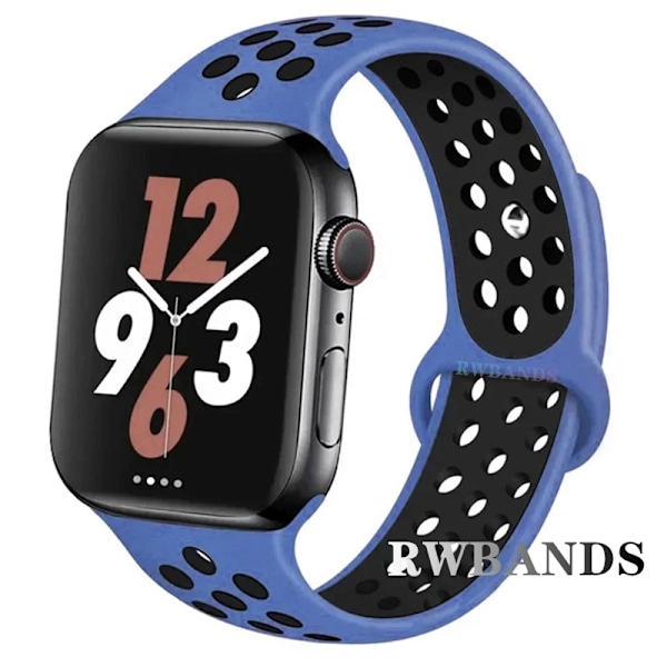 Sportarmband för Apple Watch Band 46mm 44mm 40mm 42-38-41mm 45mm Andningsbart Armband iWatch Series 10 9 8 7 6 SE 5 3 Ultra 2 49mm 38 heart blue black 42 44 45 49-46mm S-M