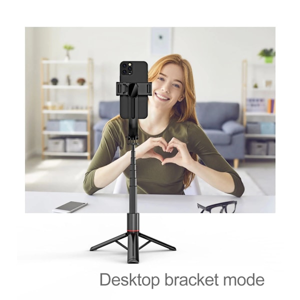 Uppgraderad Tripod Selfie Stick med 2 Fyllnadsljus 1130mm Telefonstativ med Fjärrkontroll för Android IOS Smartphone S03 No Light