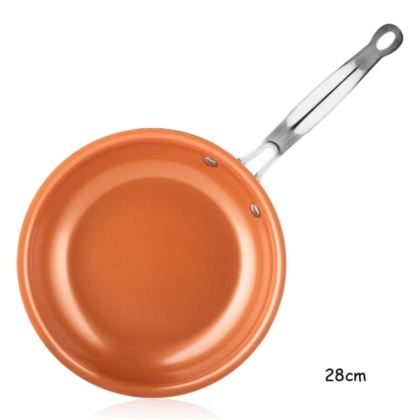 Stekpanna Nonstick 20 24 28cm Stekpanna med keramisk titanbeläggning Rund Koppar Äggpanna Köksredskap KC0459 28cm