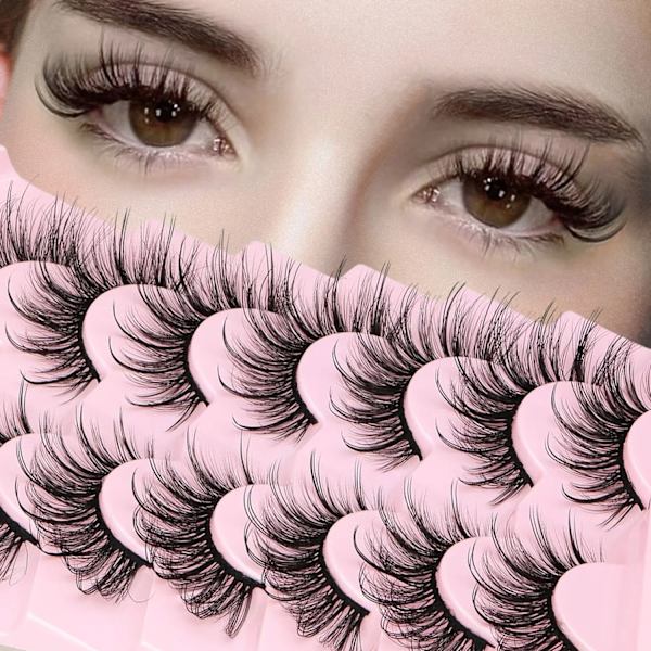 Falska Ögonfransar Fluffy Faux Mink Lashes Wispy Fe Katt Ögon Lashes Spiky Strip Lashes Förlängning Naturlig Volym Fake Lashespaket CC