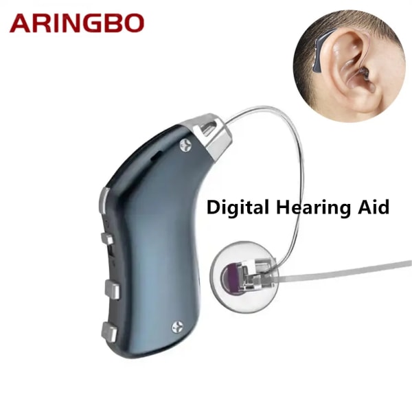 Uppladdningsbara hörapparater av högsta kvalitet för dövhet Digital 20-kanals hörapparat Öronvårdshjälpmedel för seniorer right ear blue