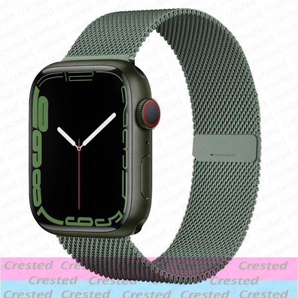 Milanese Loop Armband för Apple Watch Band 44mm 40mm 45mm 41mm 49mm 46 42mm correas armband iWatch serie 3 6 se 7 8 9 ultra 2 10 Green S10-46 42 44 45 49mm