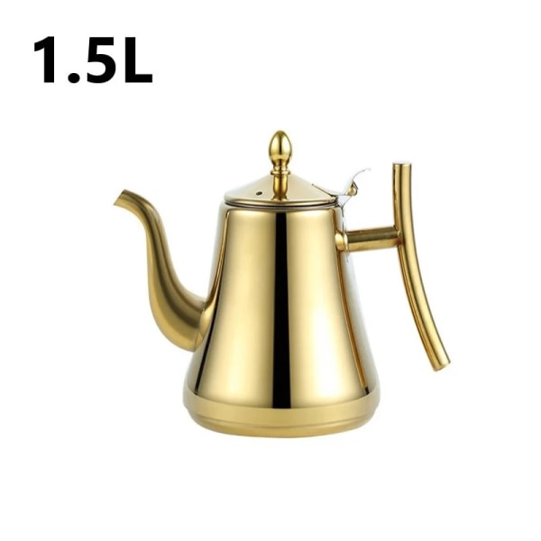 Théière royale en acier inoxidable avec passoire à thé, bouilloire en argent doré avec infuseur à thé, théière fleur Oolong, 1000 ml, 1500ml CHINA Style C