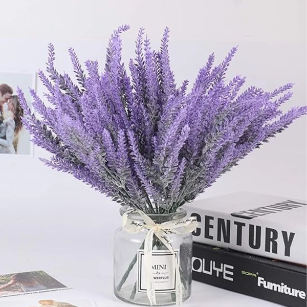 Konstgjorda lavendelhemsblommor simulerar lila blommor plastdekoration för brudars bröllopsträdgårdsdekoration 6 pieces