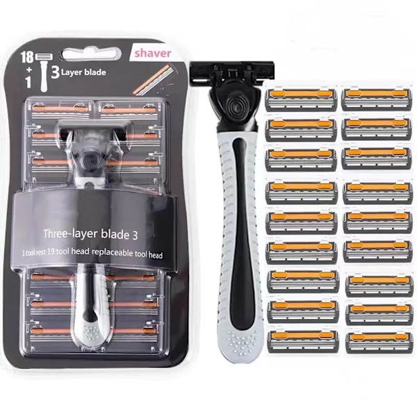 Rakapparat Ny design för män Rakhyvel Rakning Trelagersrakapparat Återanvändbar rakkniv Importerad blad Multi Tool Head Change Gray