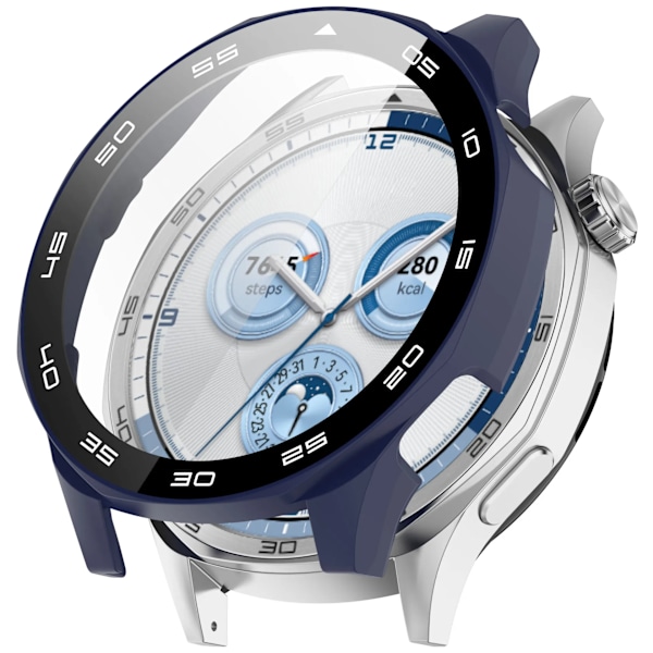 PC + Härdat Glas Skal För Huawei Watch GT5 46mm 41mm Fulltäckande Skärmskydd Stötfångare för Huawei Watch GT 5 Skalskydd Midnight Blue Huawei GT5 46mm